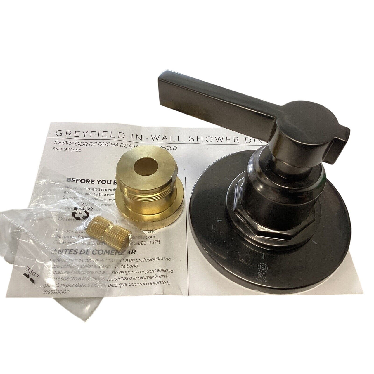 Signature Hardware 484198 Greyfield In-Wall Shower Diverter Valve Trim -Gunmetal