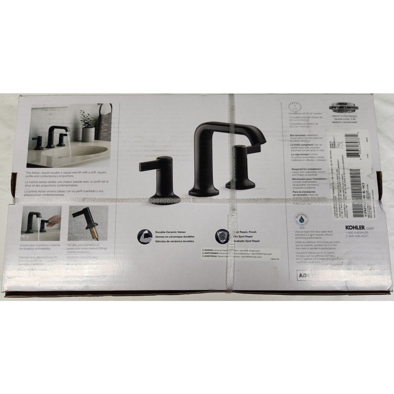 Kohler R27138-4D-BL Ashan 8 in. Widespread 2-Handle Bathroom Faucet -Matte Black