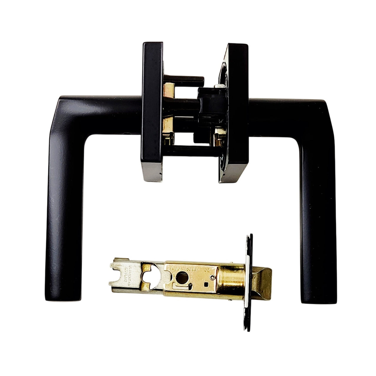 Kwikset 720LSLSQT-514 Lisbon Passage Door Lever Set w/Square Rose - Matte Black