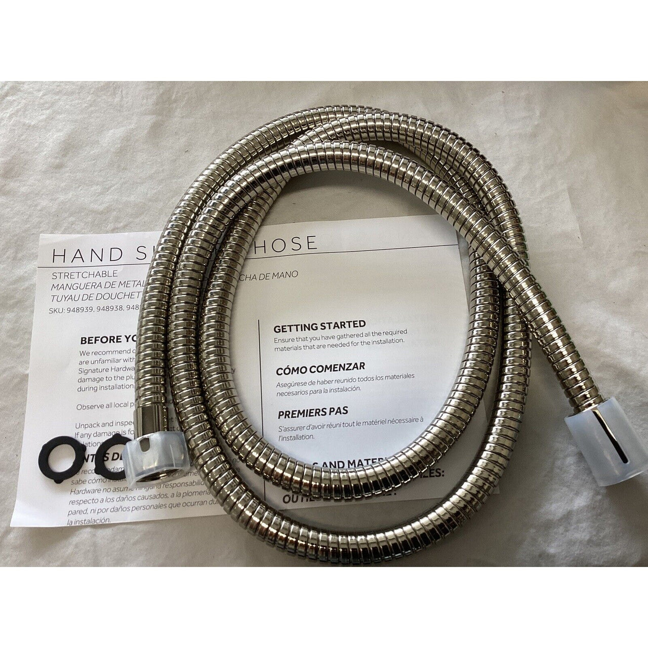 Signature Hardware 449696 60" Stretchable Hand Shower Hose - Polished Nickel