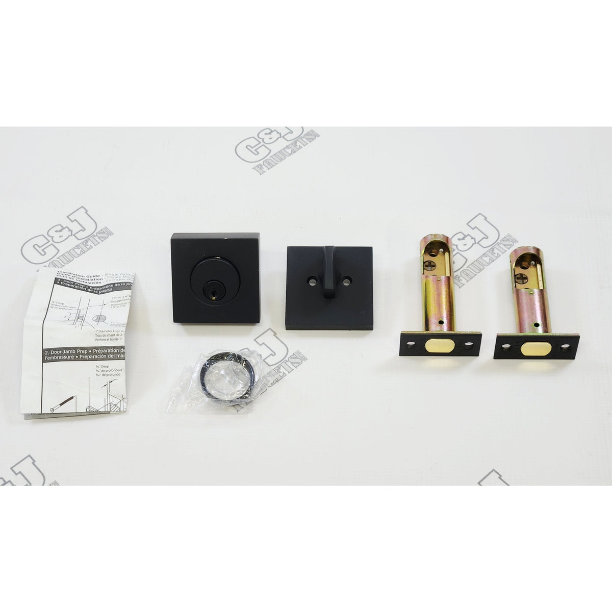 Emtek 8469US19 Square Modern Single Cylinder Deadbolt - Flat Black READ