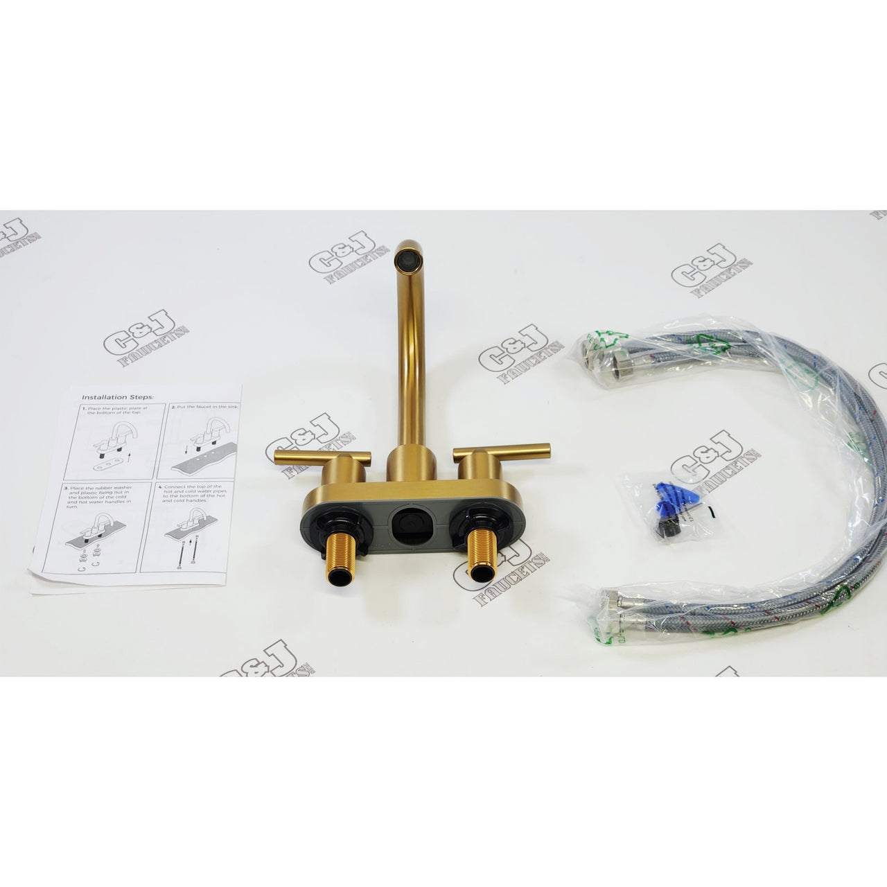 Forious Pro WB-39035G Celestine 4" Centerset Bathroom Sink Faucet - Gold