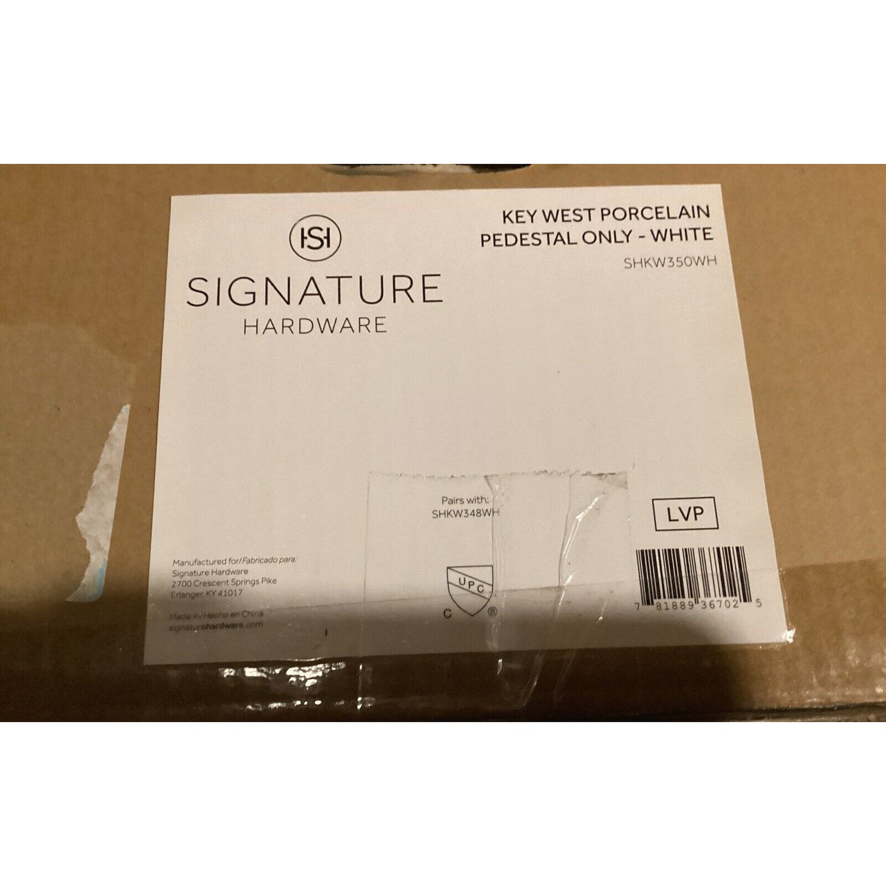 Signature Hardware SHKW350WH Key West Pedestal Sink Base Only - White