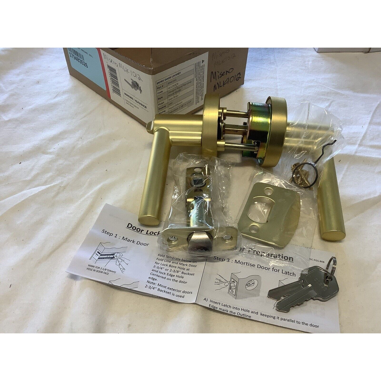 Miseno MLK1012SB Elkton Single Cylinder Entry Door Lever Set - Satin Brass