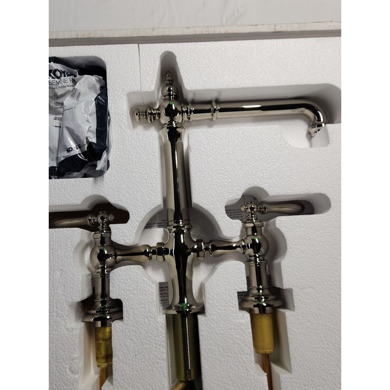 Kohler 76519-4-SN Artifacts Two-Hole Bridge Kitchen Faucet - Polished Nickel