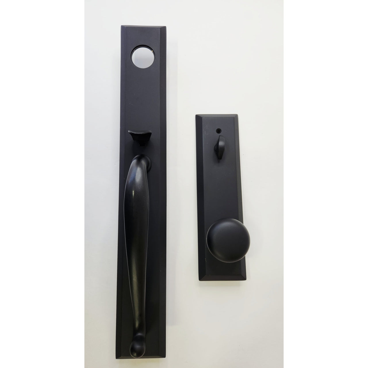 Emtek 4415PUS19 Jefferson Keyed Entry Handleset w/Interior Knob - Black READ