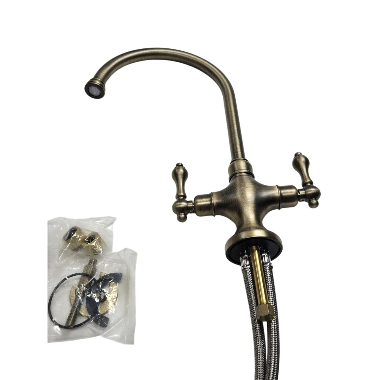 Signature Hardware 482588 Isabel 2-Handle Single Hole Bar Faucet - Aged Brass
