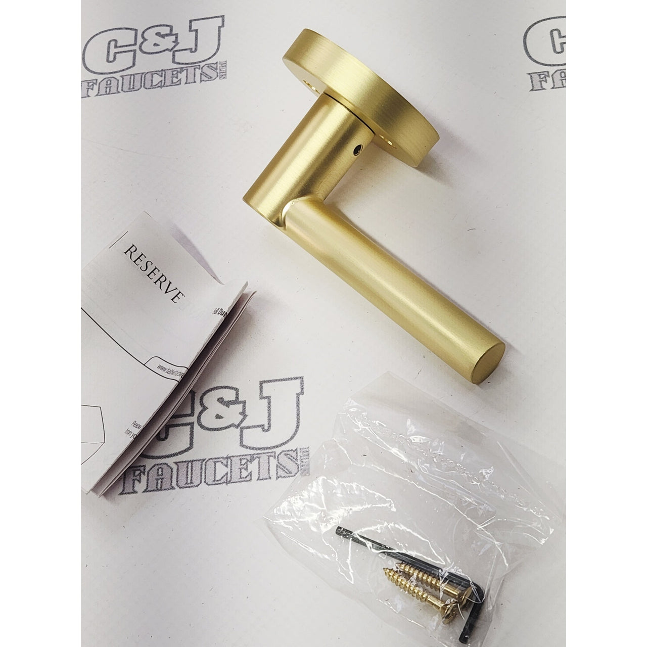 Baldwin FD.TUB.R.CRR.044 Tube Lever & Round Rose Dummy Set - Satin Brass READ