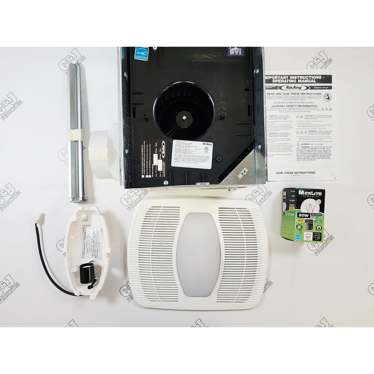 Air King LEDAK100 AK 100 CFM Bathroom Exhaust Fan with LED Light - White