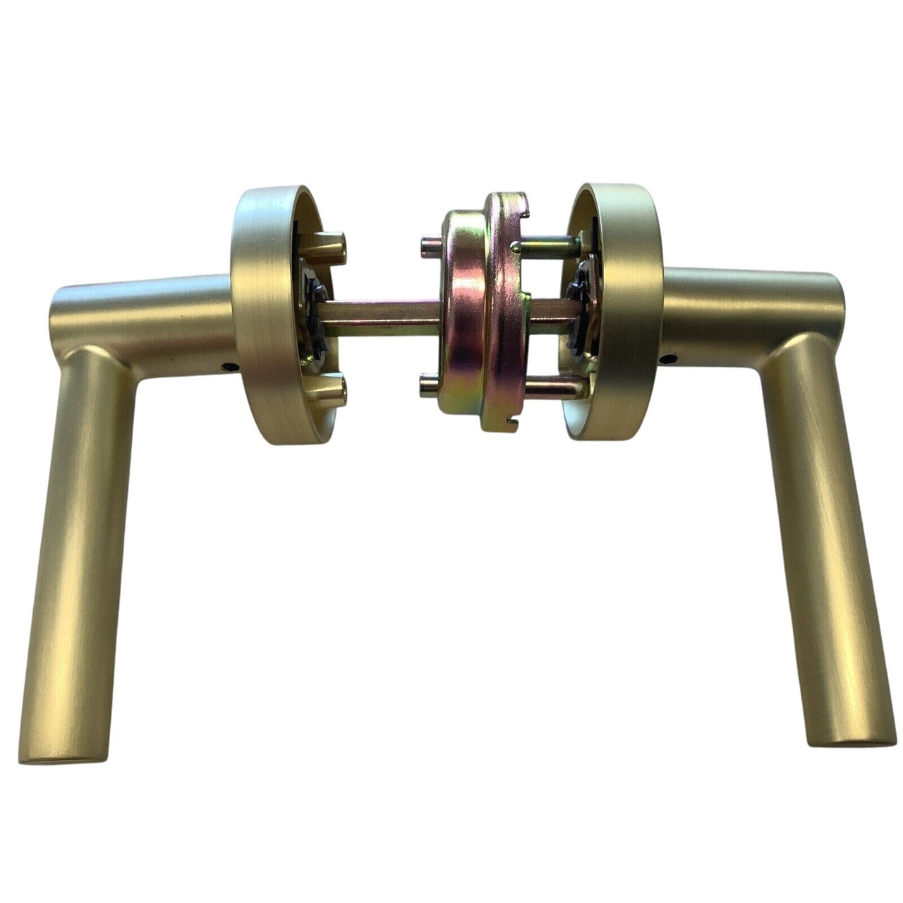 Signature Hardware 466706 Ewing Passage Set, Round Rod Lever Handle -Satin Brass