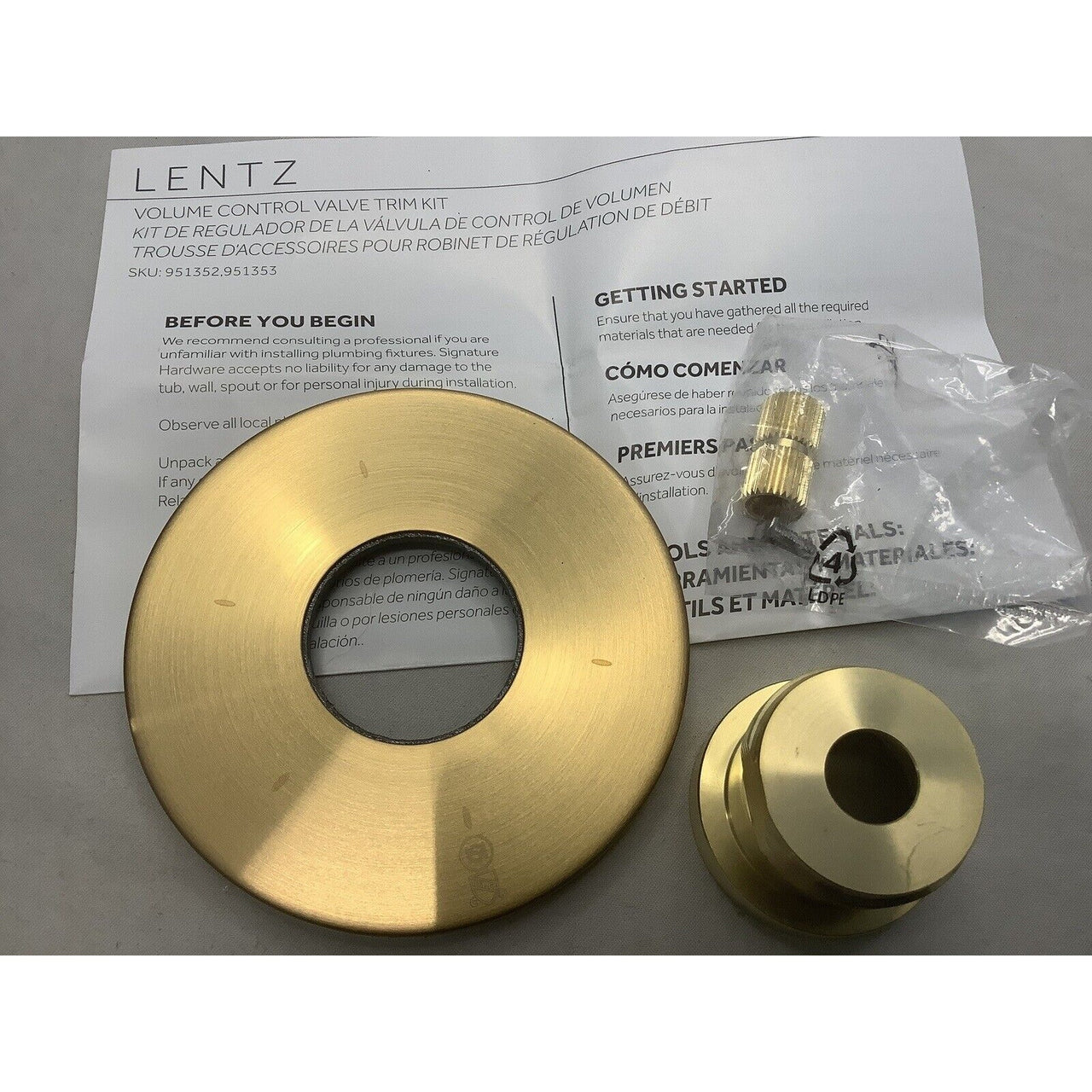 Signature Hardware SHLZ9005LHBG Lentz Press/Bal Shower Valve Trim - Brush Gold