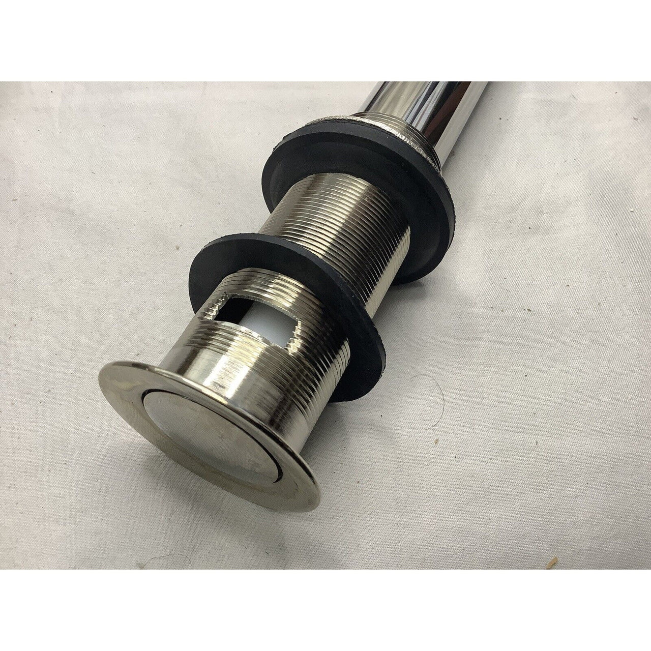 Signature Hardware 433002 Extended Pop-Up Bathroom Drain, Overflow-Polshd Nickel