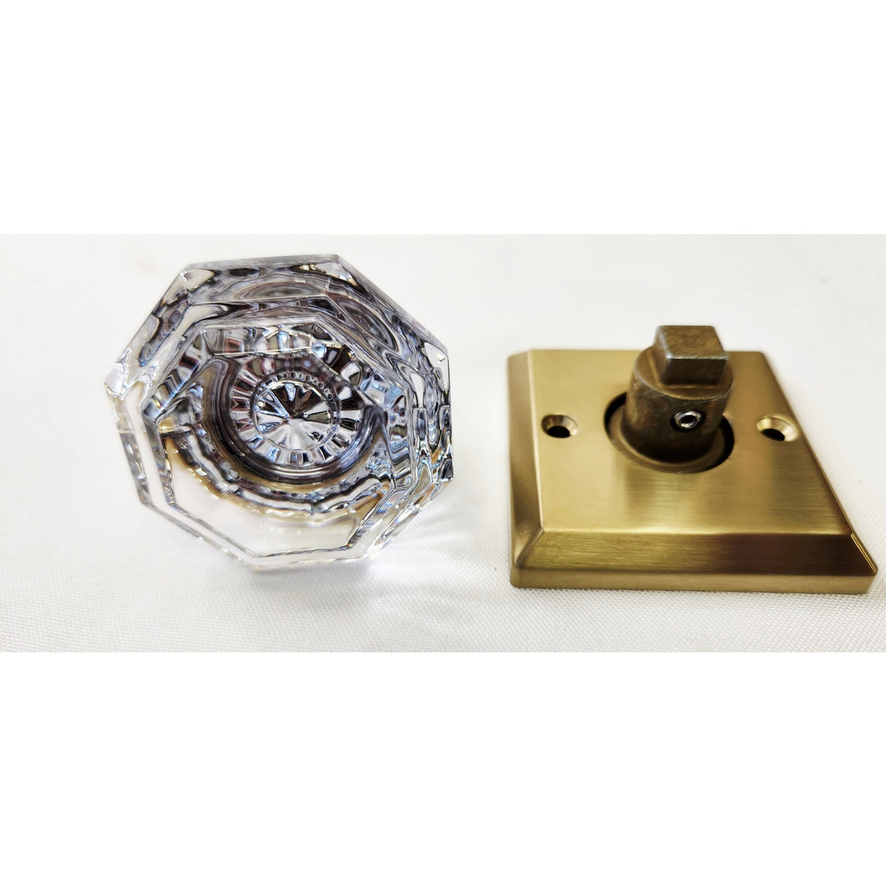 Baldwin HD.CRY.TSR.044 Crystal Square Rose Half Dummy Knob - Satin Brass