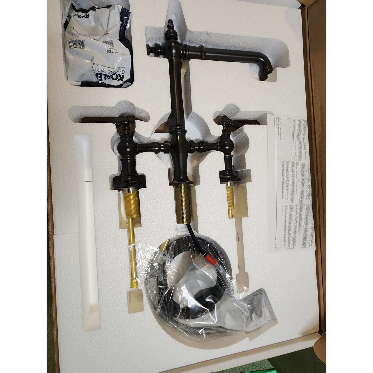 Kohler 76519-4-2BZ Artifacts Two-Hole Bridge Kitchen Faucet - Oil-Rubbed Bronze