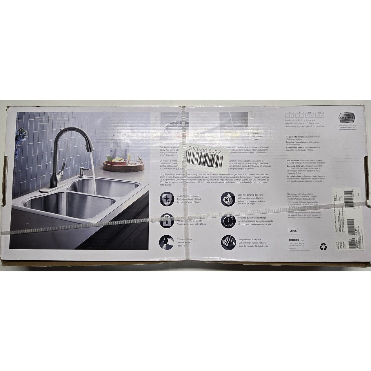 Kohler R776-SD-VS Barossa Kitchen Faucet with Soap Dispenser - Vibrant Stainless