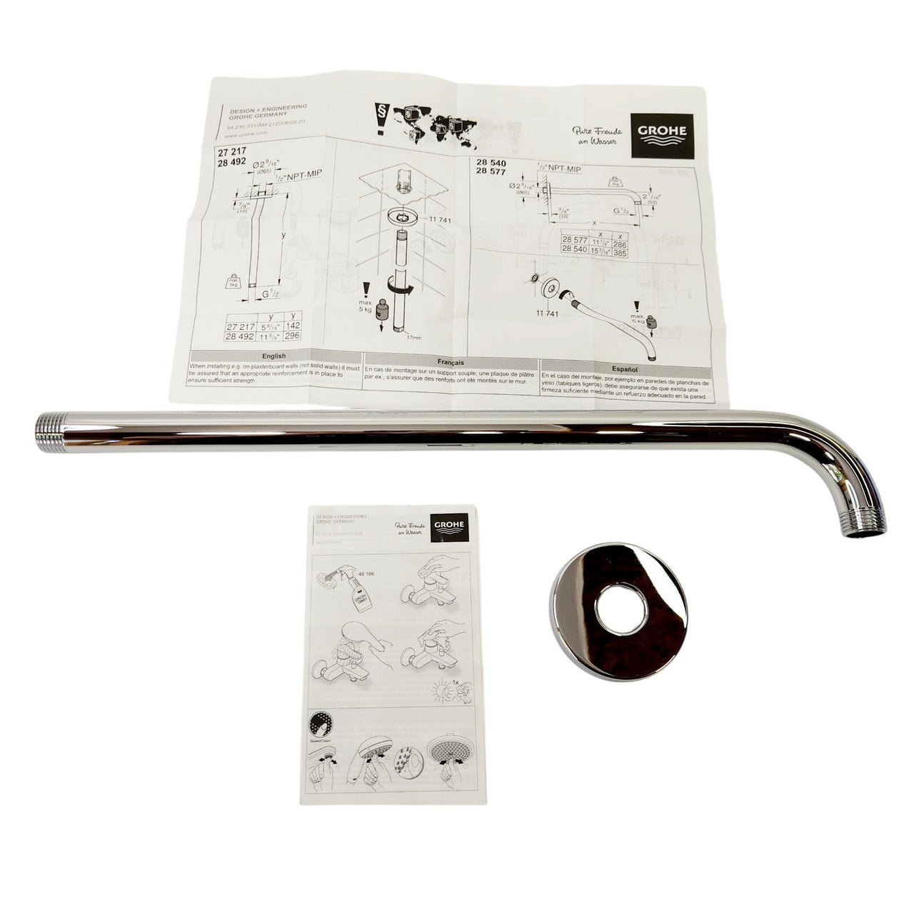 Grohe 28540000 16" Rain Shower Arm with Flange - Starlight Chrome
