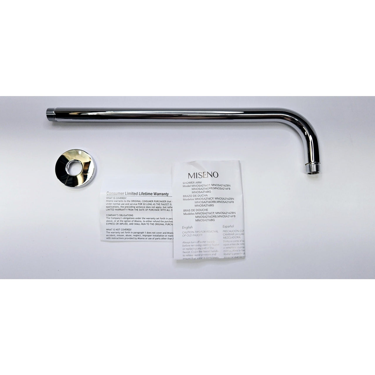 Miseno MNOSA216CP 16-5/16" Wall Mounted Shower Arm and Flange - Polished Chrome