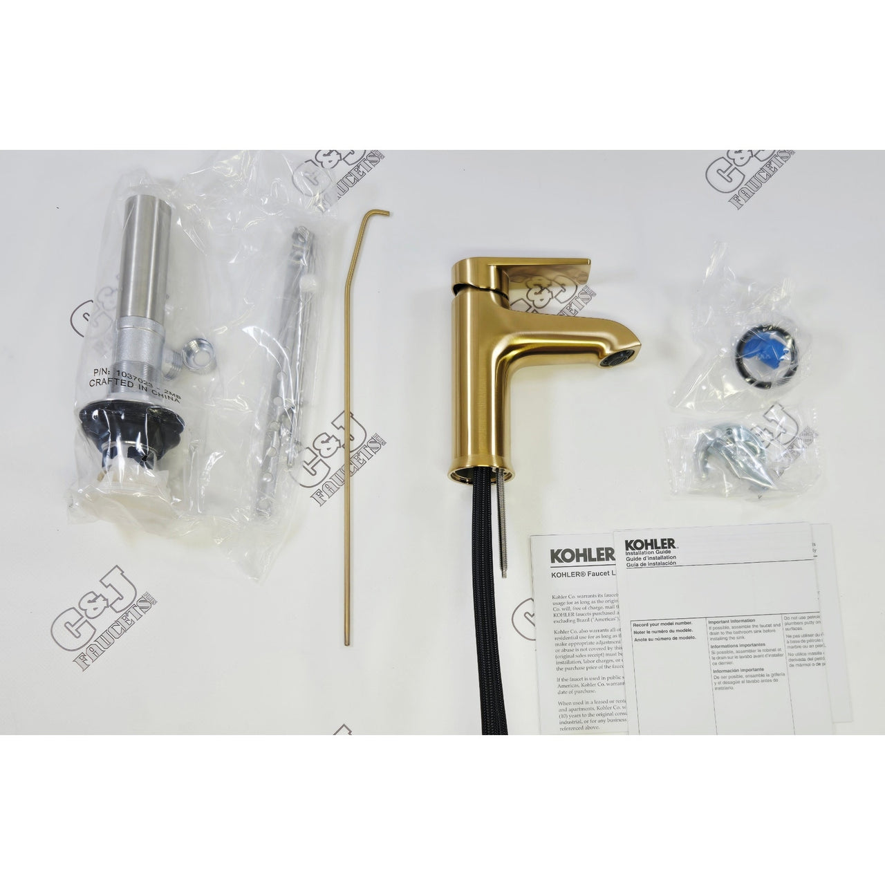 Kohler 97060-4-2MB Hint Bathroom Faucet w/Pop-Up Drain, 1.2 GPM - Brushed Brass