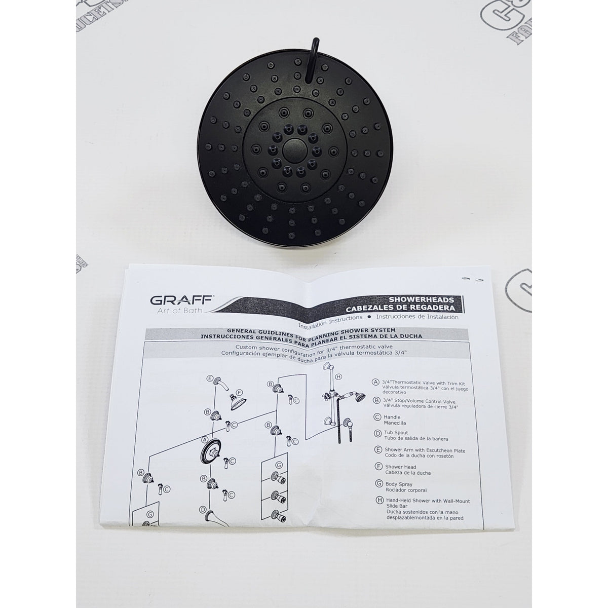Graff G-8421-OX 1.8 GPM 5" Multi Function Shower Head - Onyx PVD READ