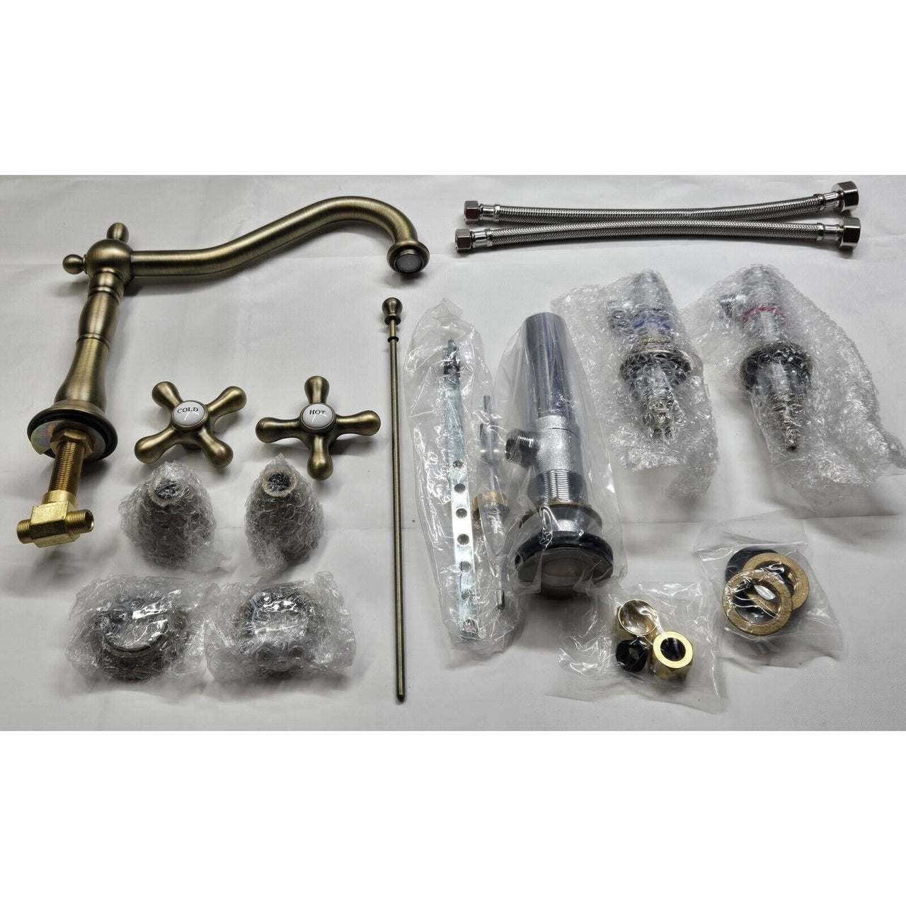 Signature Hardware 487977 Victorian Widespread Bathroom Faucet - Aged Brass