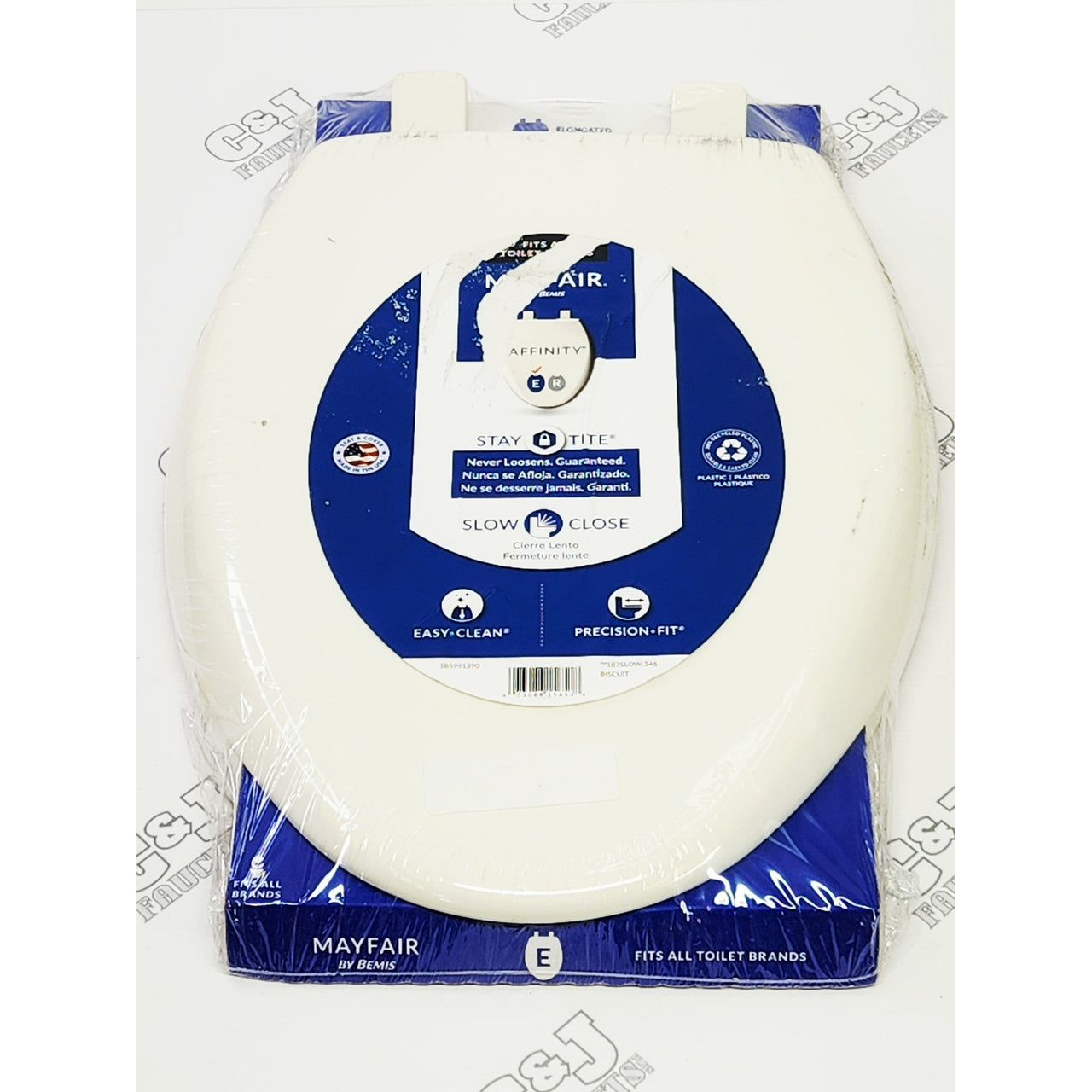 Bemis 187SLOW346 Affinity Elongated Slow Close Toilet Seat - Biscuit