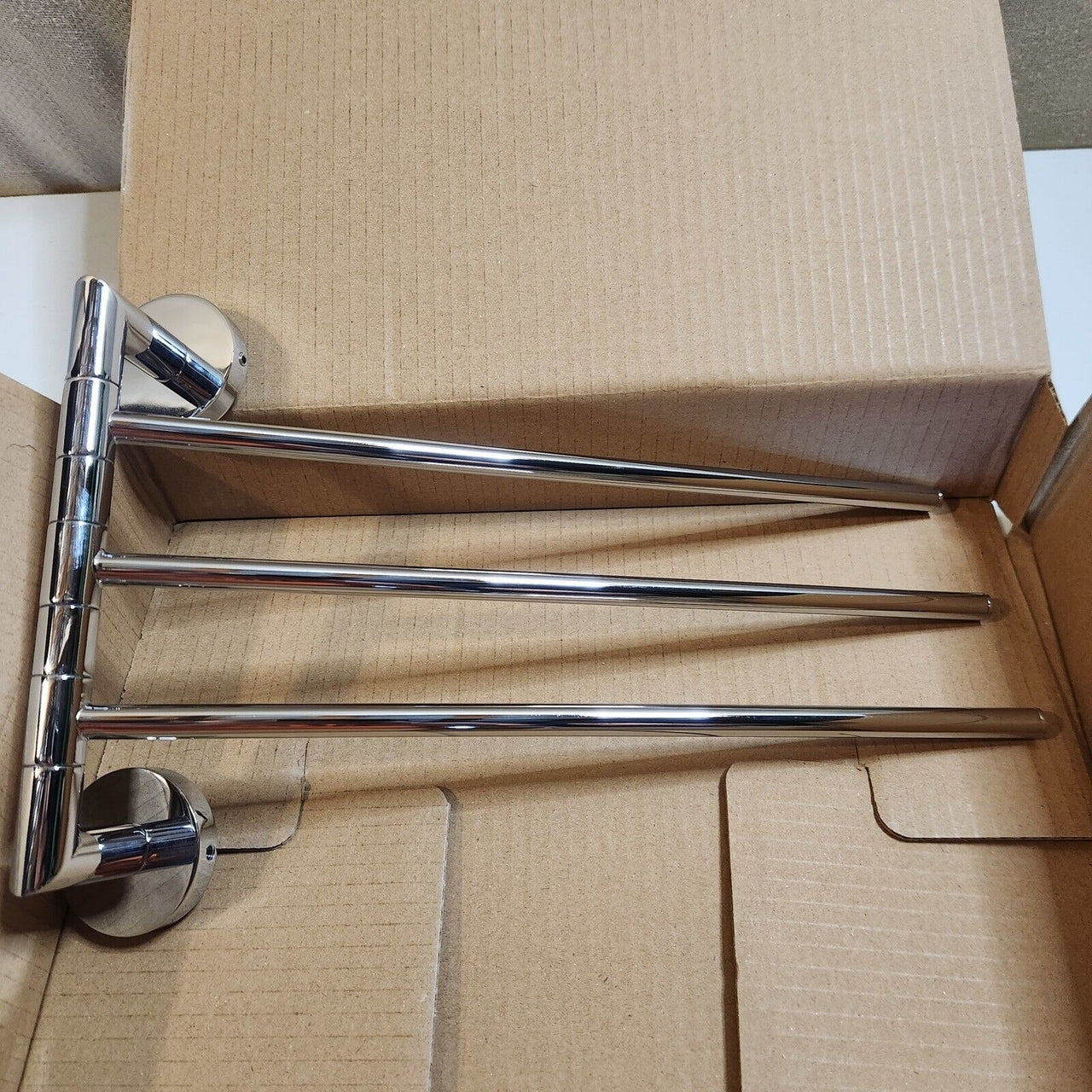 Signature Hardware 297317 Brass Triple Swing Arm Towel Bar - Polished Chrome