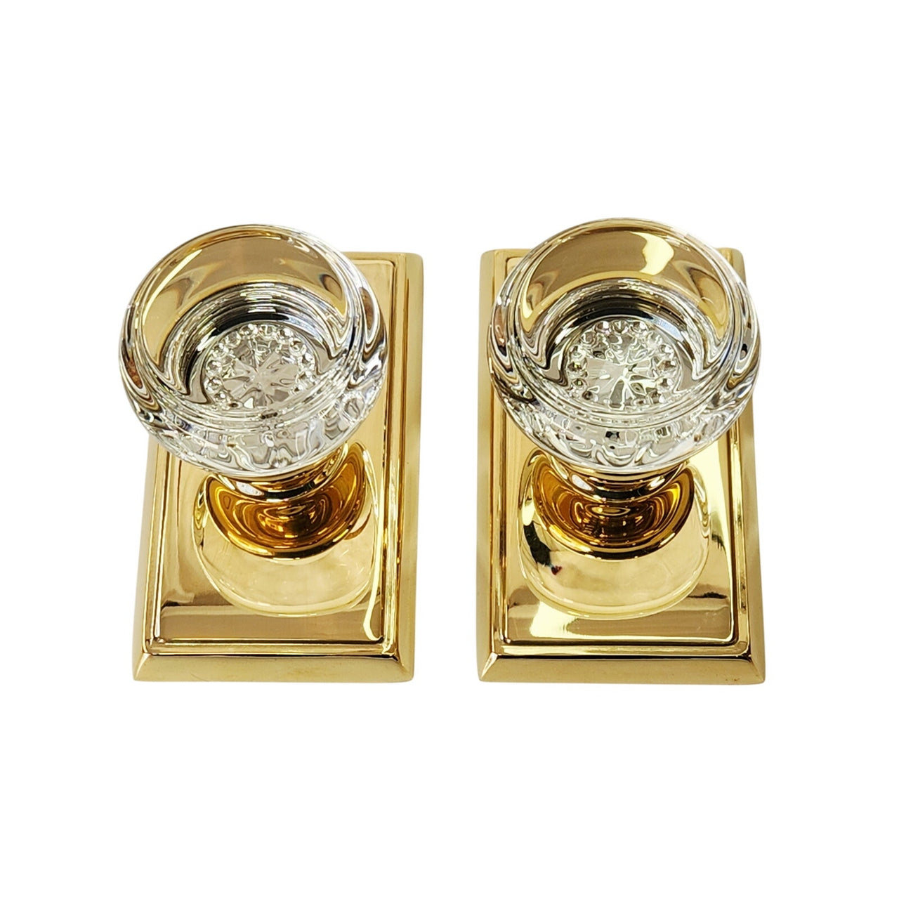 Emtek 8521GTUS3NL Georgetown Rosette Dummy Crystal Knob - Unlacquered Brass