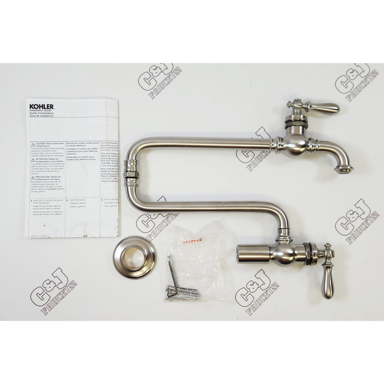 Kohler 99270-VS Artifacts 3.2 GPM Wall Mount Pot Filler - Vibrant Stainless READ