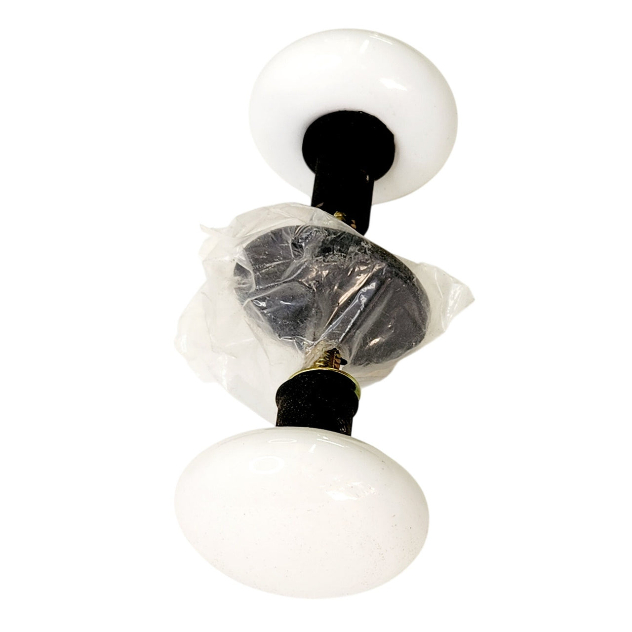 Signature Hardware 248811 Pair of White Ceramic Doorknobs - Black Powder Coat