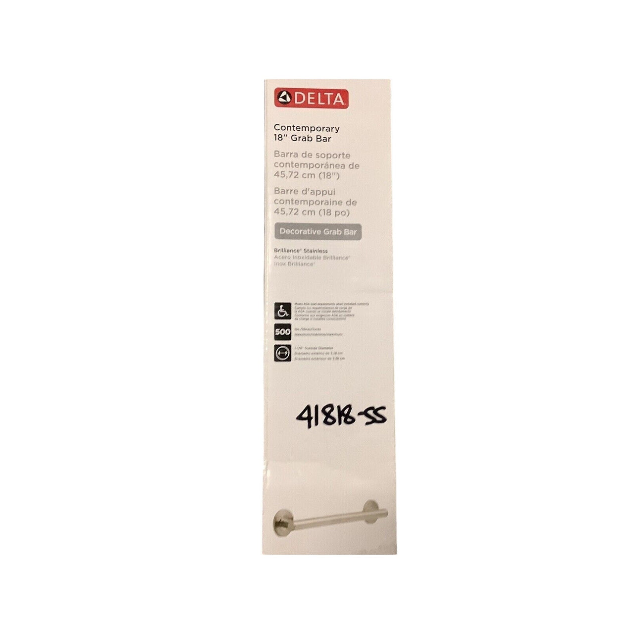 Delta 41818-SS 18" Contemporary Grab Bar - Brilliance Stainless READ