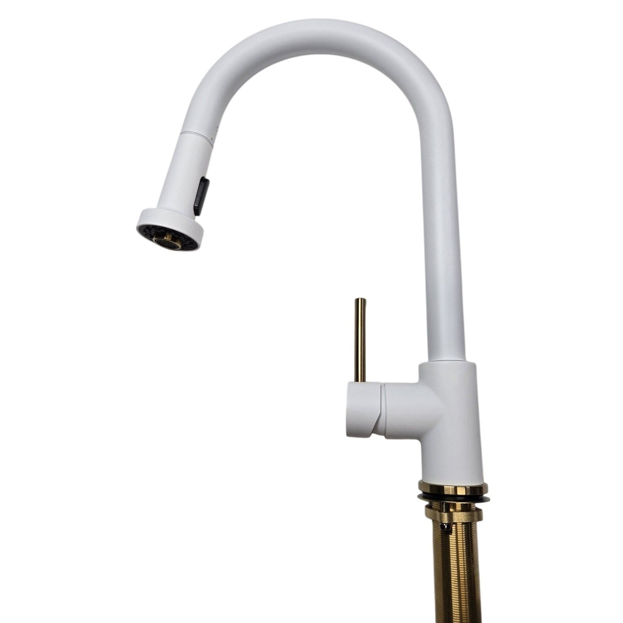 Signature Hardware 484594 Ridgeway 1-Handle Pull-Down Kitchen Faucet-White/Gold