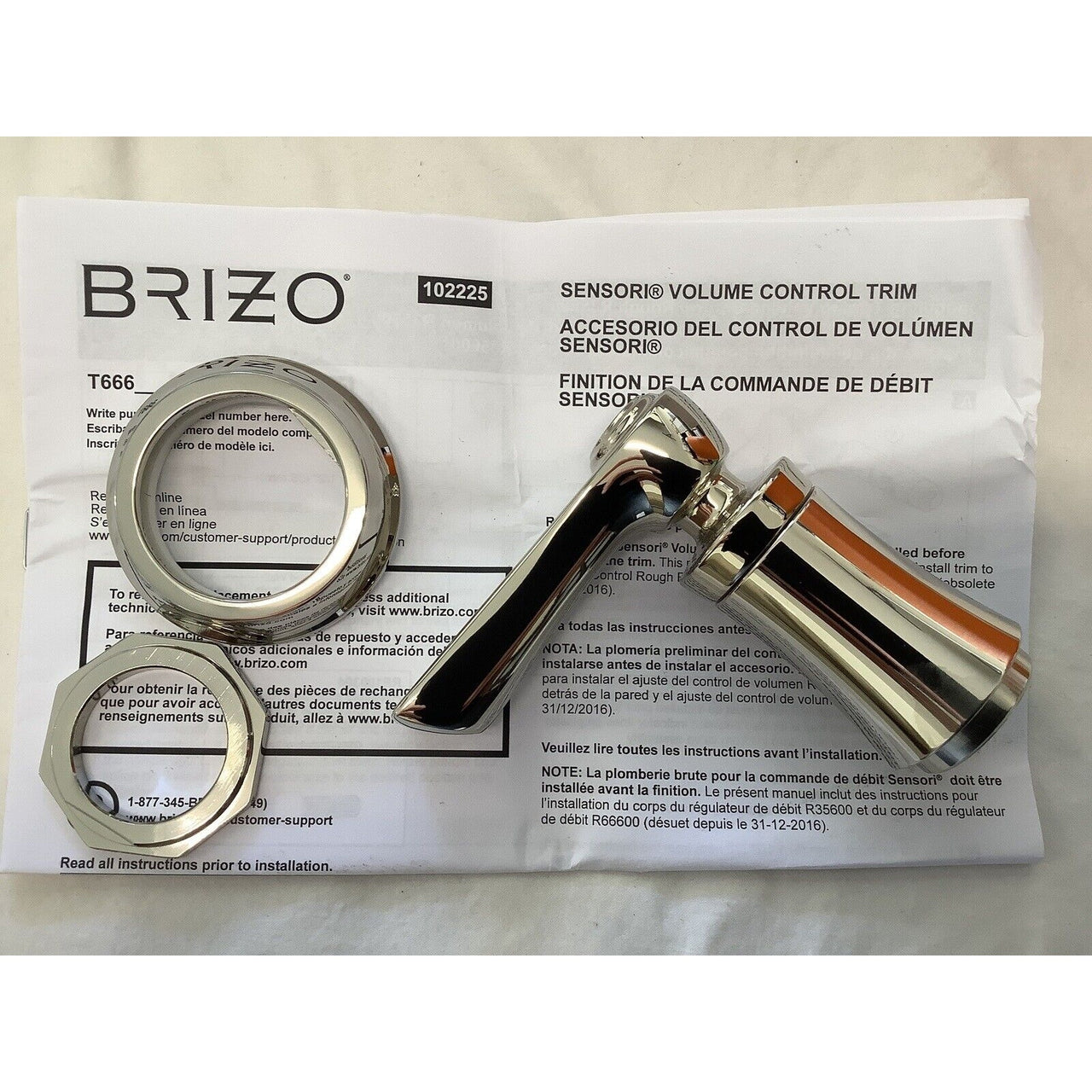 Brizo T66660-PN Rook Volume Control Valve Trim Only, No Valve - Polished Nickel