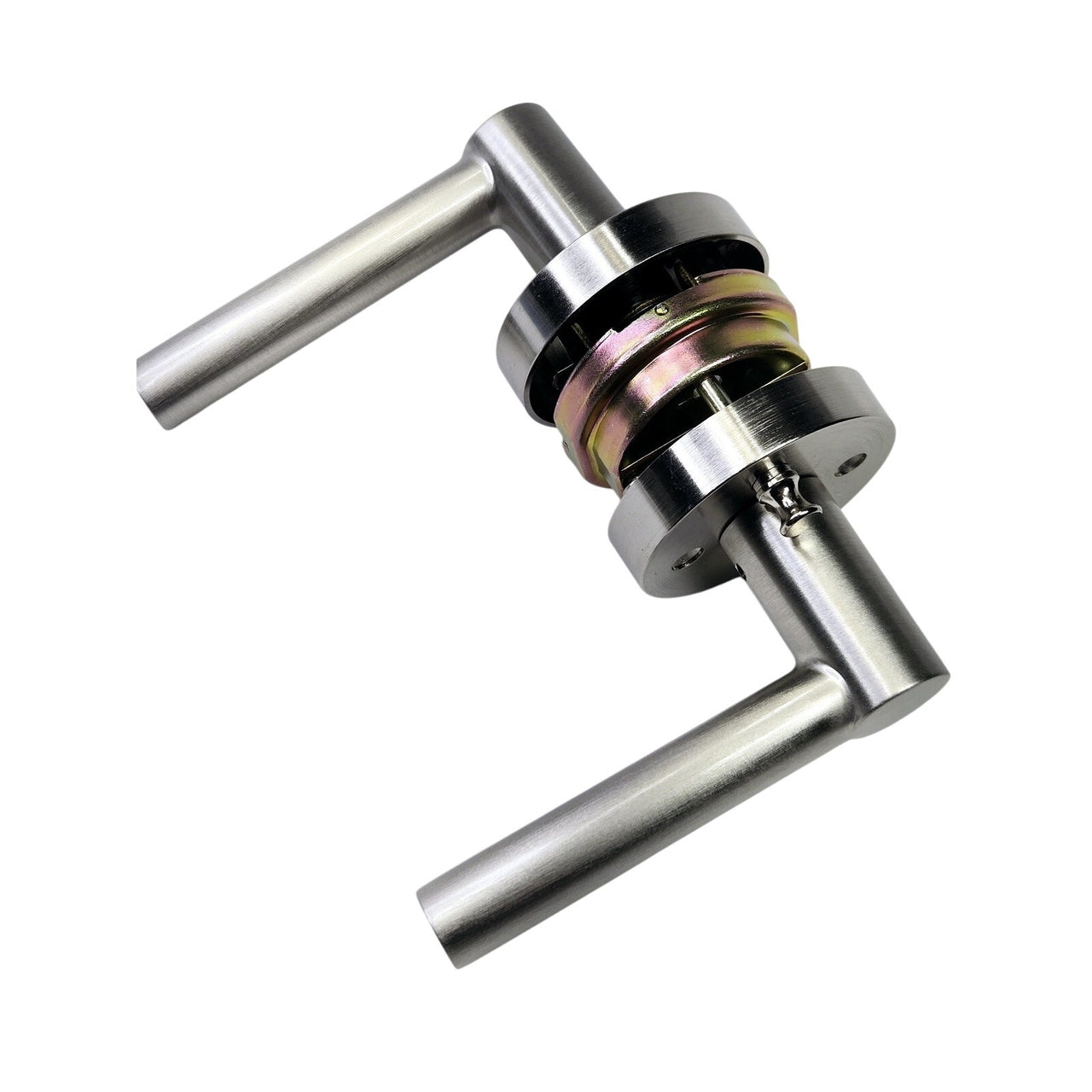 Signature Hardware 466703 Ewing Privacy Set, Round Rod Lever Handle-Brush Nickel
