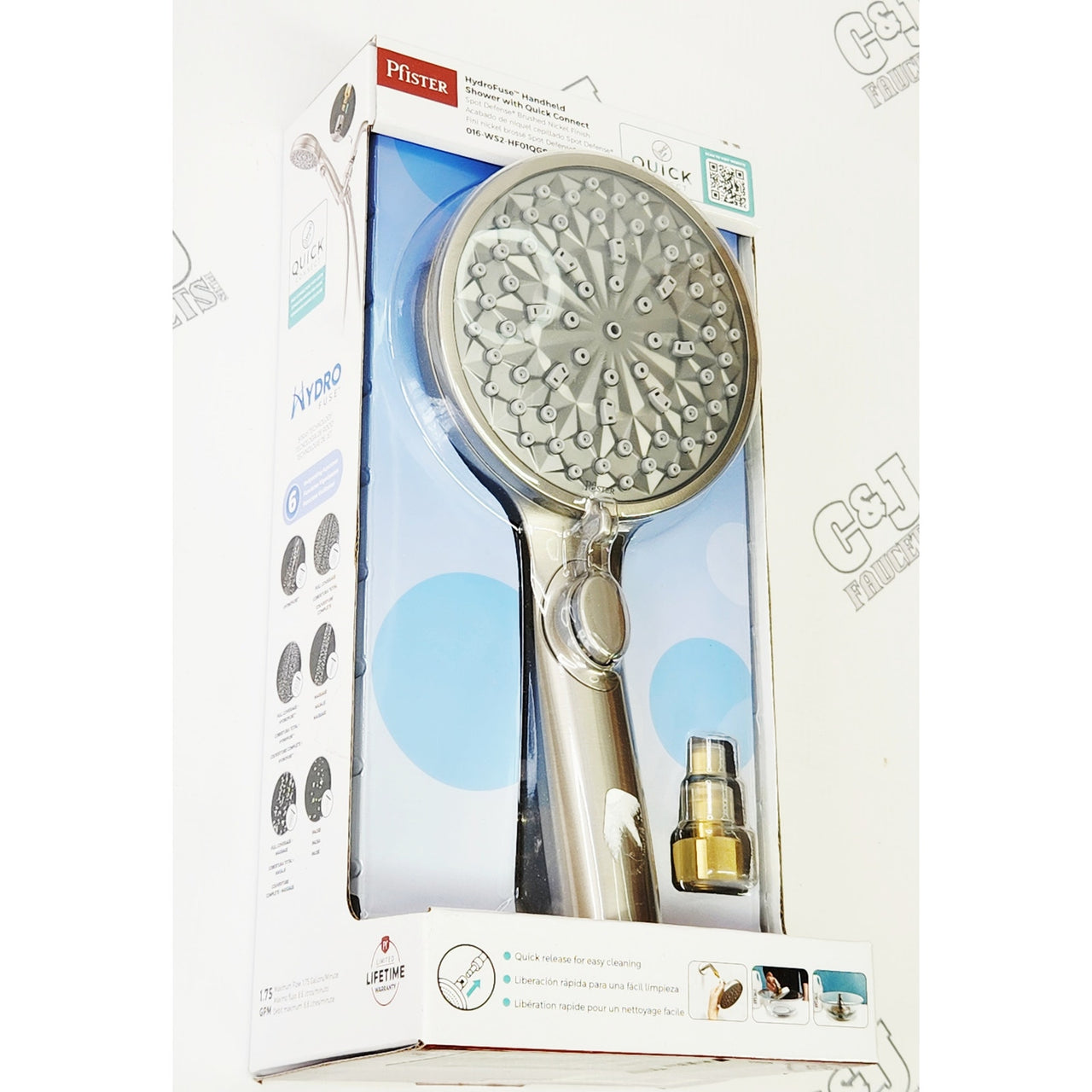 Pfister 016-WS2-HF01QGS HydroFuse Quick Connect 1.75GPM Hand Shower-Brush Nickel