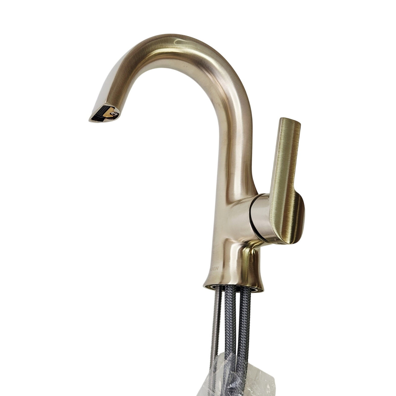 Moen S6910BN Doux 1.2 GPM Single Hole Bathroom Faucet with Drain -Brushed Nickel