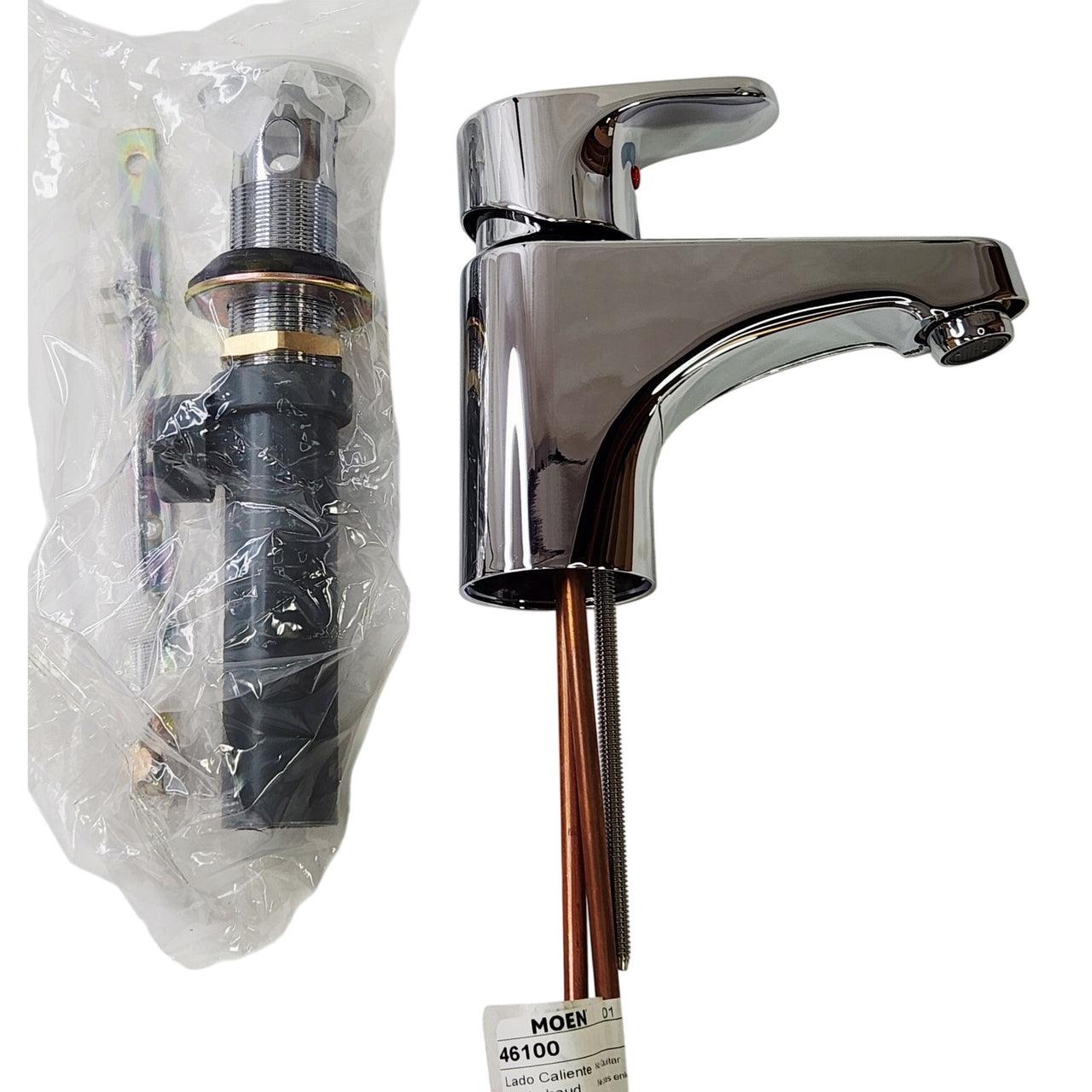 Moen 46100 Edgestone Single Hole Centerset Bathroom Faucet with Drain - Chrome