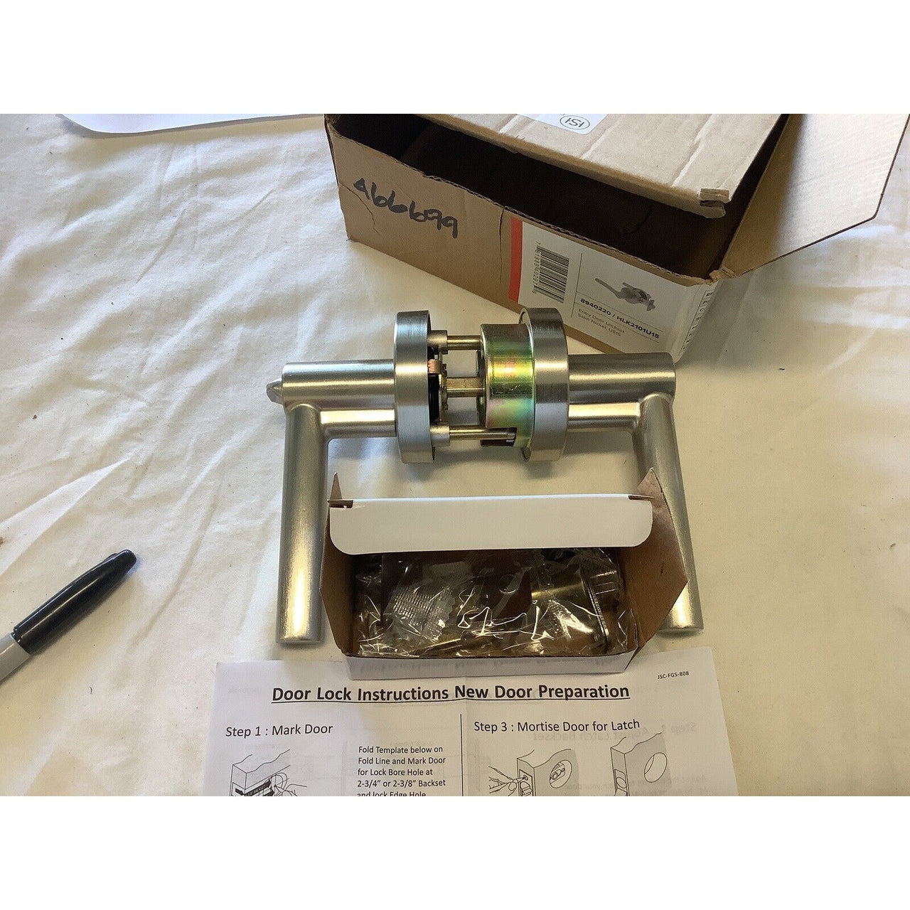 Signature Hardware 466699 Ewing Entrance Set Round Rod Lever Handle-Brush Nickel