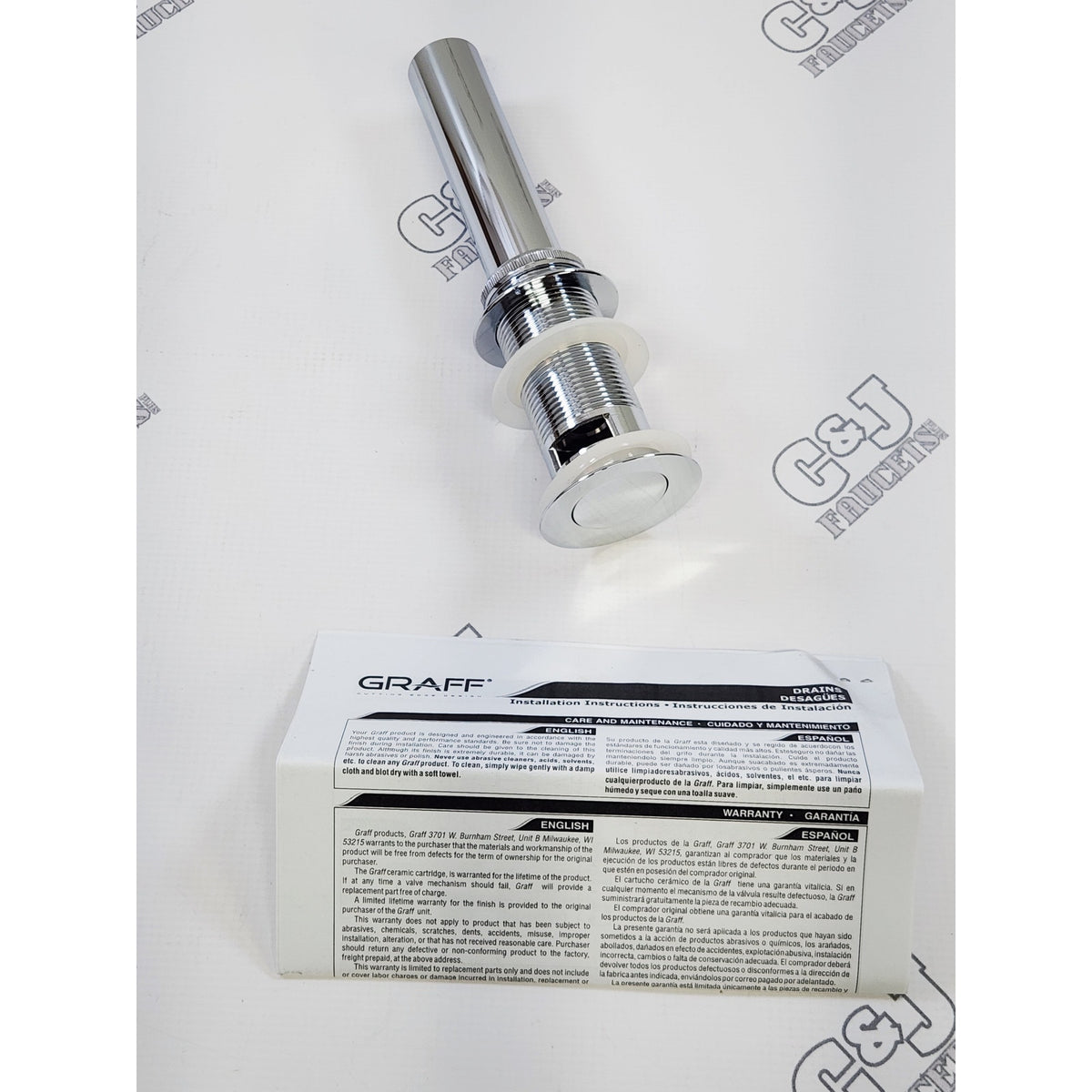 Graff G-9965-PC Bathroom Flip Plug Drain Assembly w/Overflow - Polished Chrome