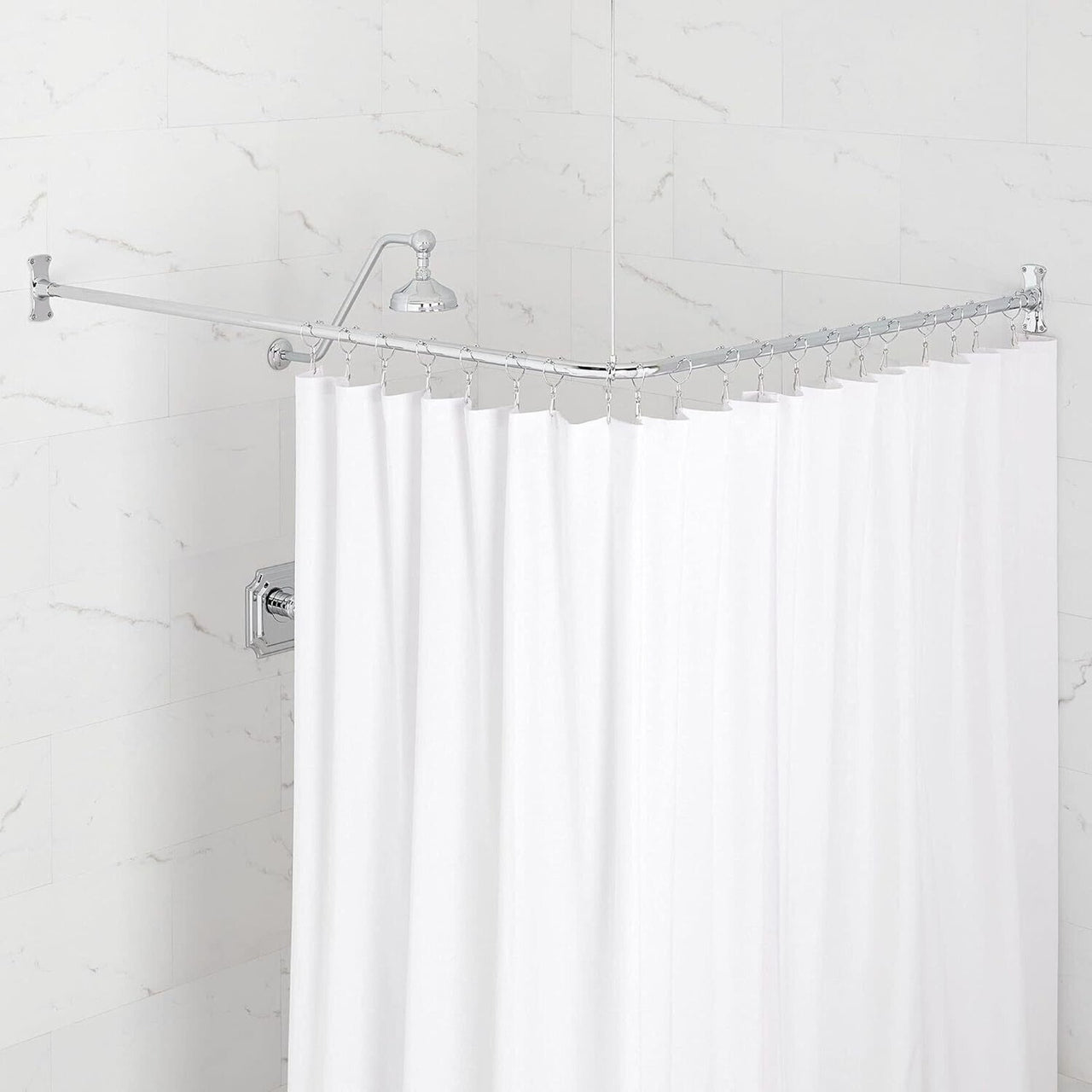 Signature Hardware 466806 48" x 48" Corner Brass Shower Rod - Chrome
