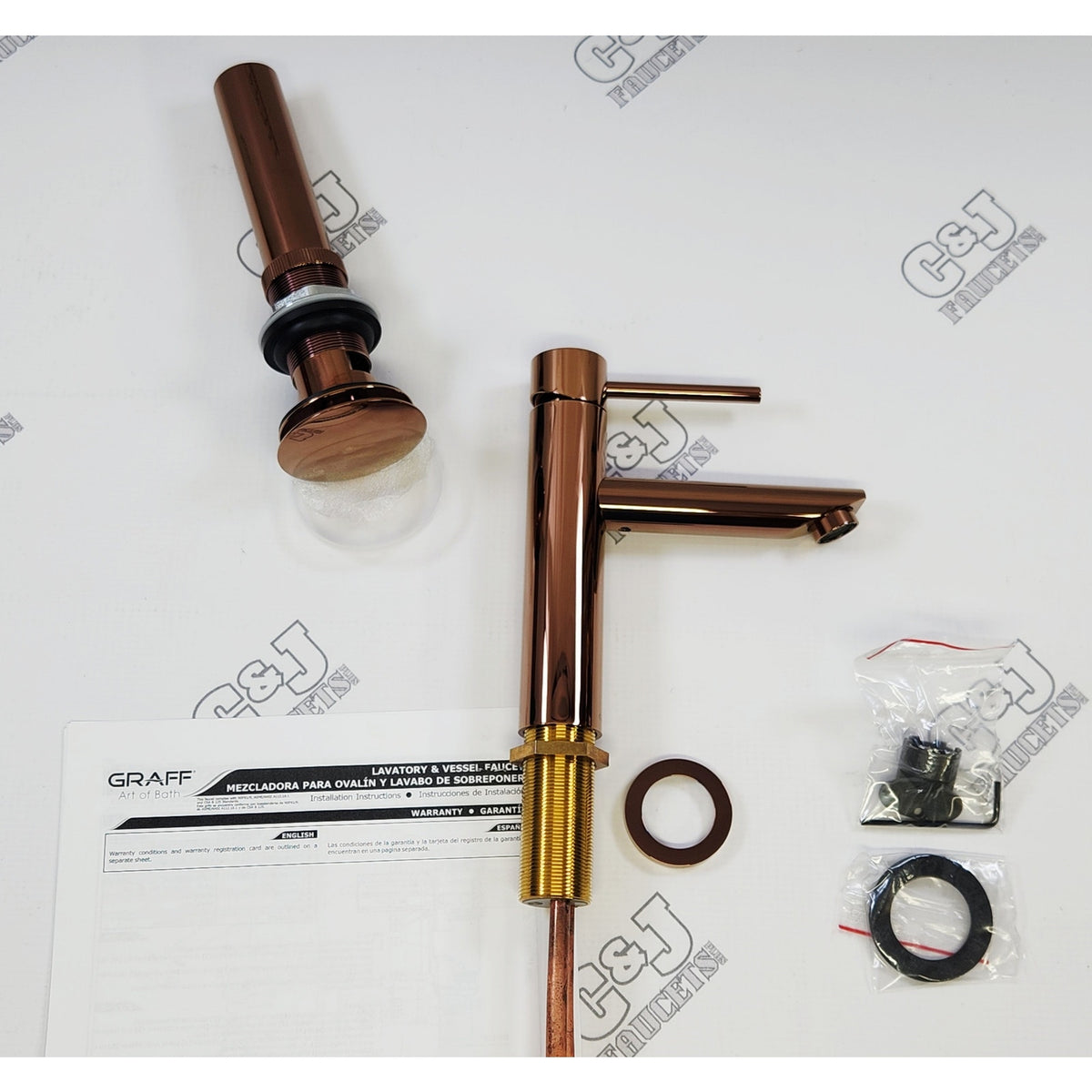 Graff G-6103-LM41-RG M.E. 1.2 GPM Single Hole Bathroom Faucet - ORosa PVD