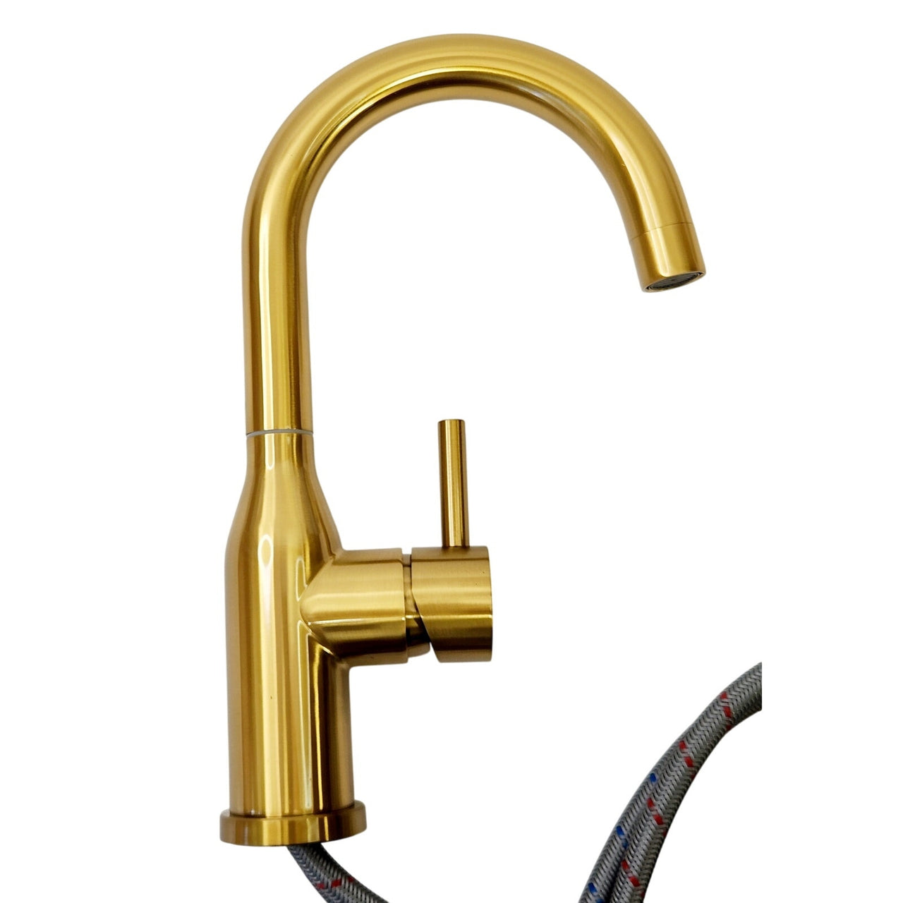 Wowow 2320201G Single Handle Gooseneck Bar Faucet with 360 Swivel - Brushed Gold