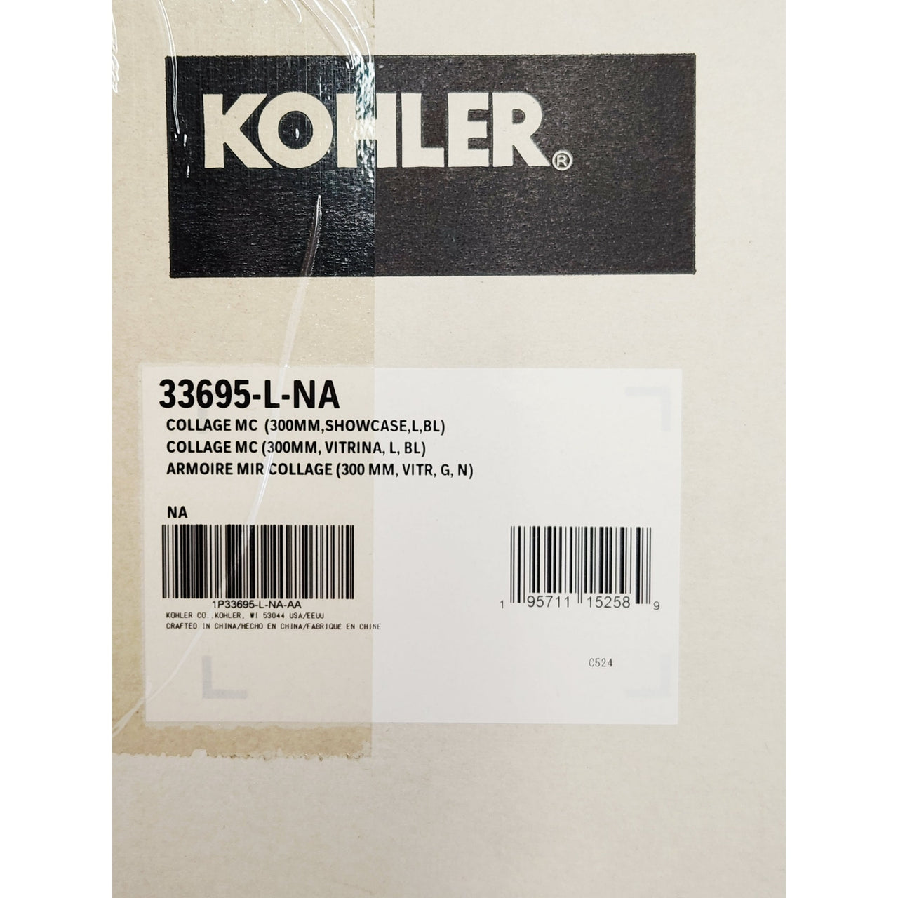 Kohler 33695-L-NA Collage 12" x 32" Lighted Medicine Cabinet - Black