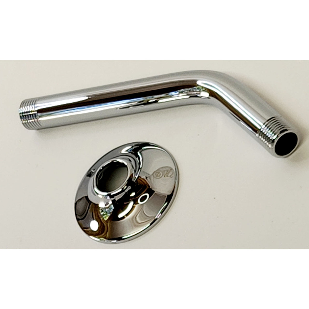 Signature Hardware 449727 8" Wall Mounted Shower Arm, Flared Flange - Chrome