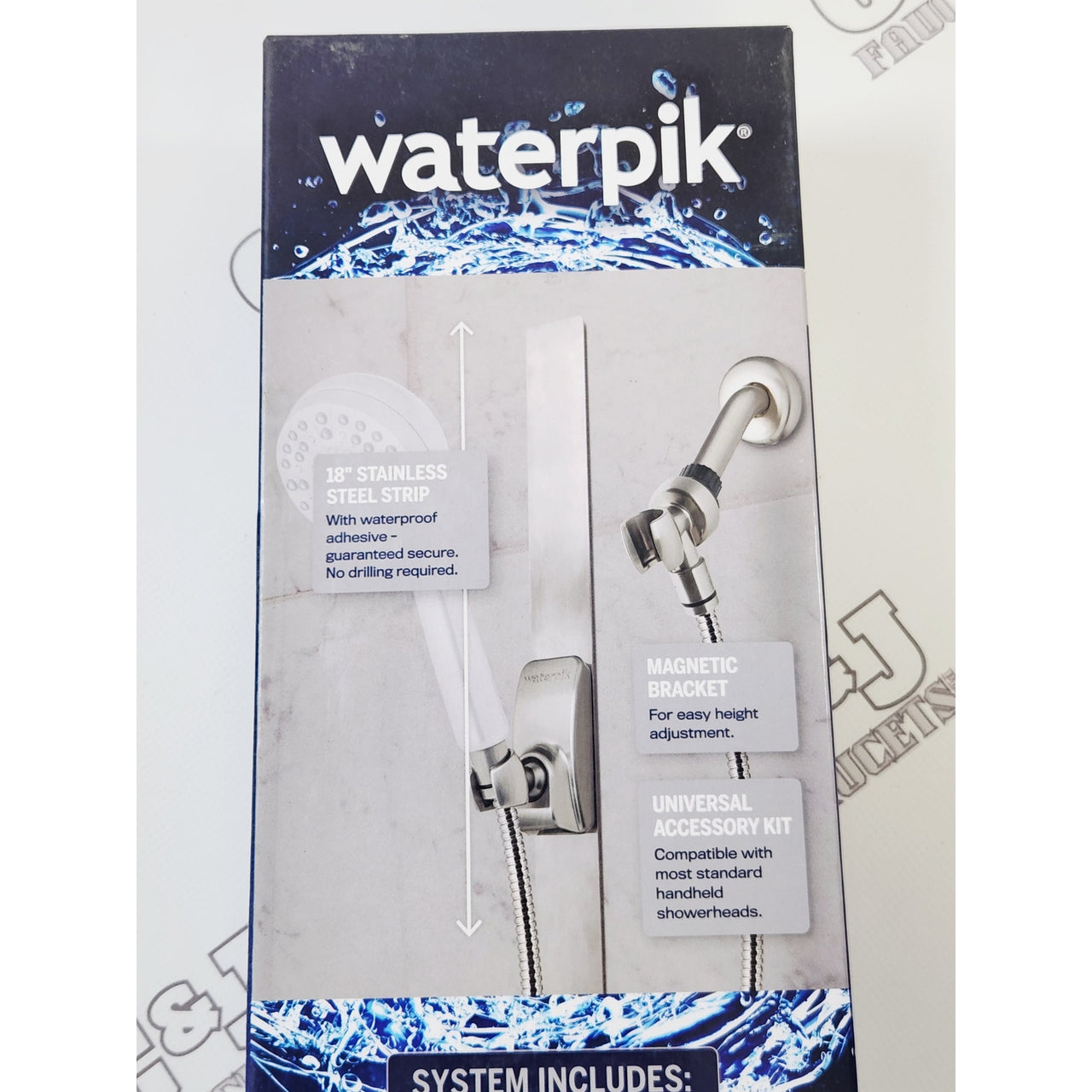Waterpik MGS-009ME 18" Magnetic Shower Slide Strip Kit - Brushed Nickel
