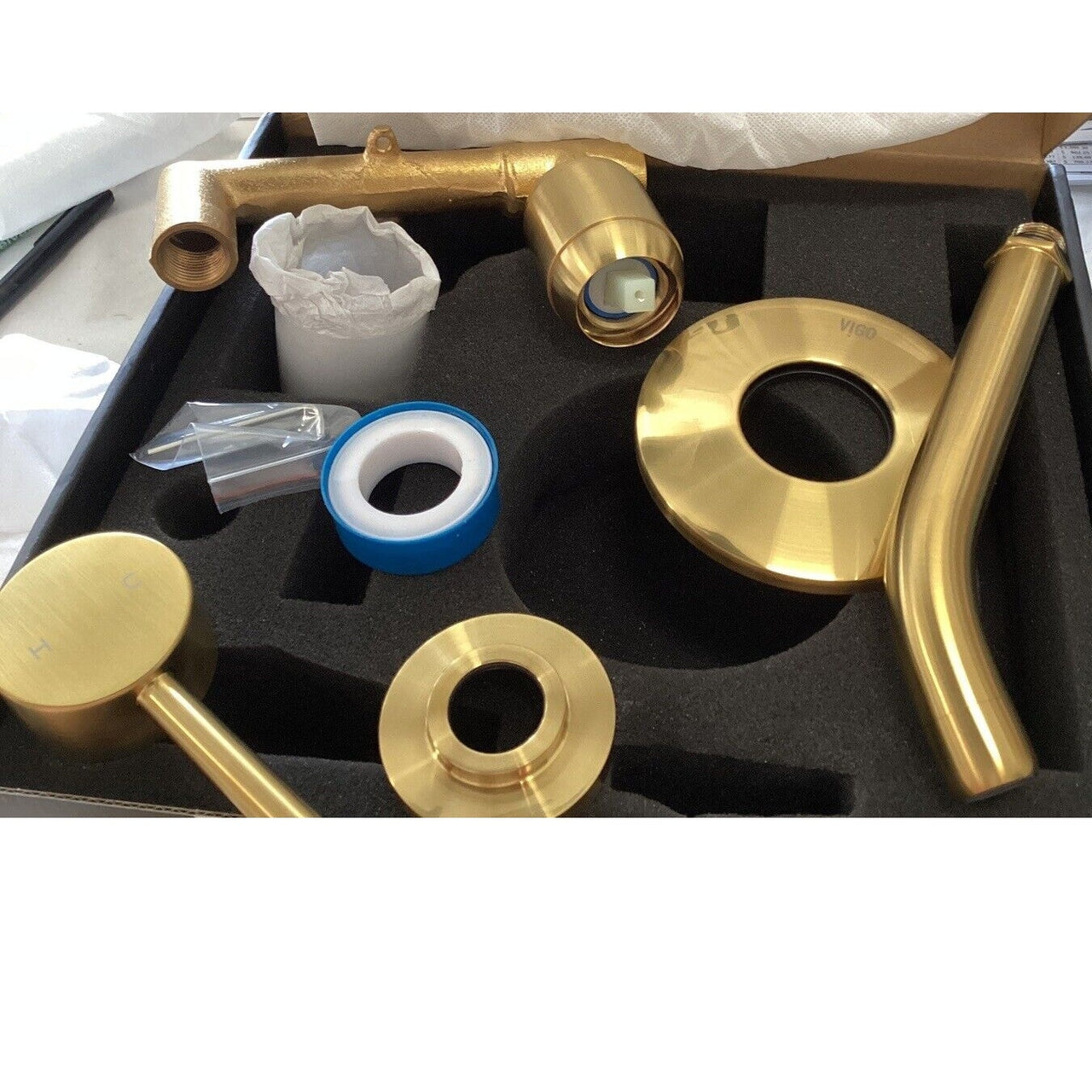 Vigo VG05001MG Olus Wall Mount Bathroom Faucet with Rough In - Matte Gold