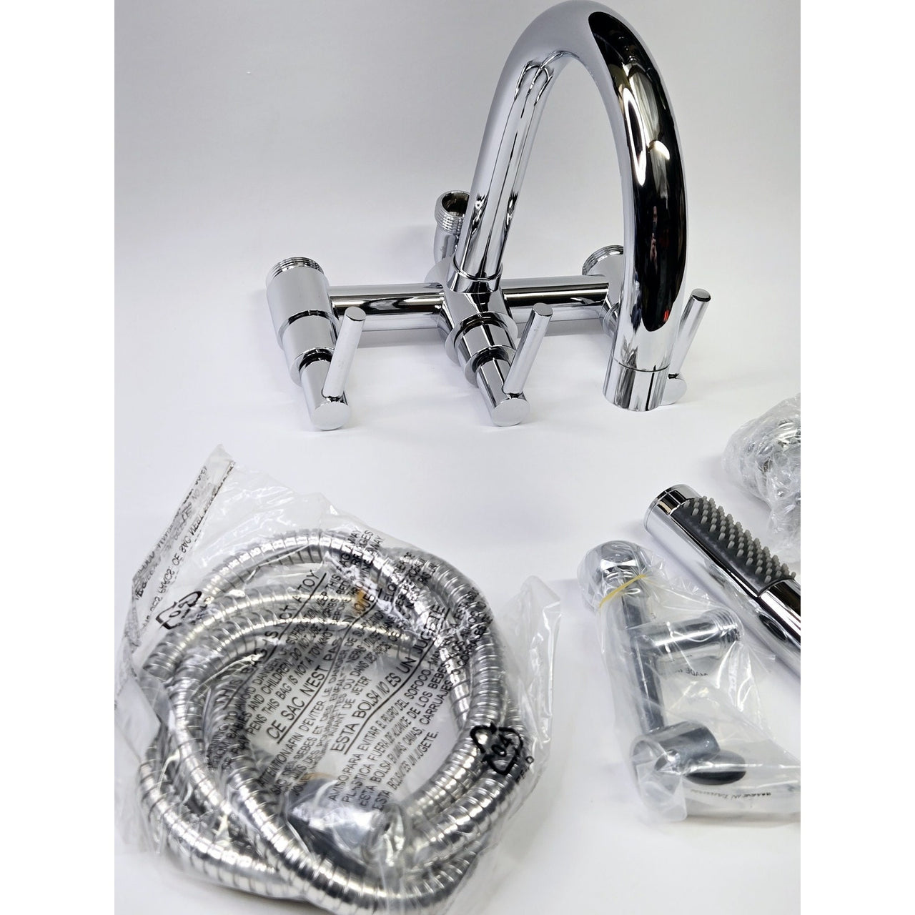 Signature Hardware 379106 Sebastian Wall Mounted Tub Filler Hand Shower - Chrome