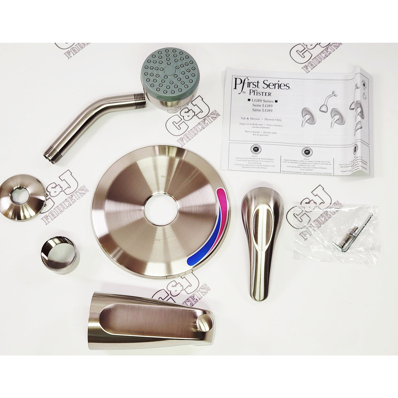 Pfister LJ89-030K Pfirst 1.8 GPM Wall Mount Tub and Shower Trim - Brushed Nickel