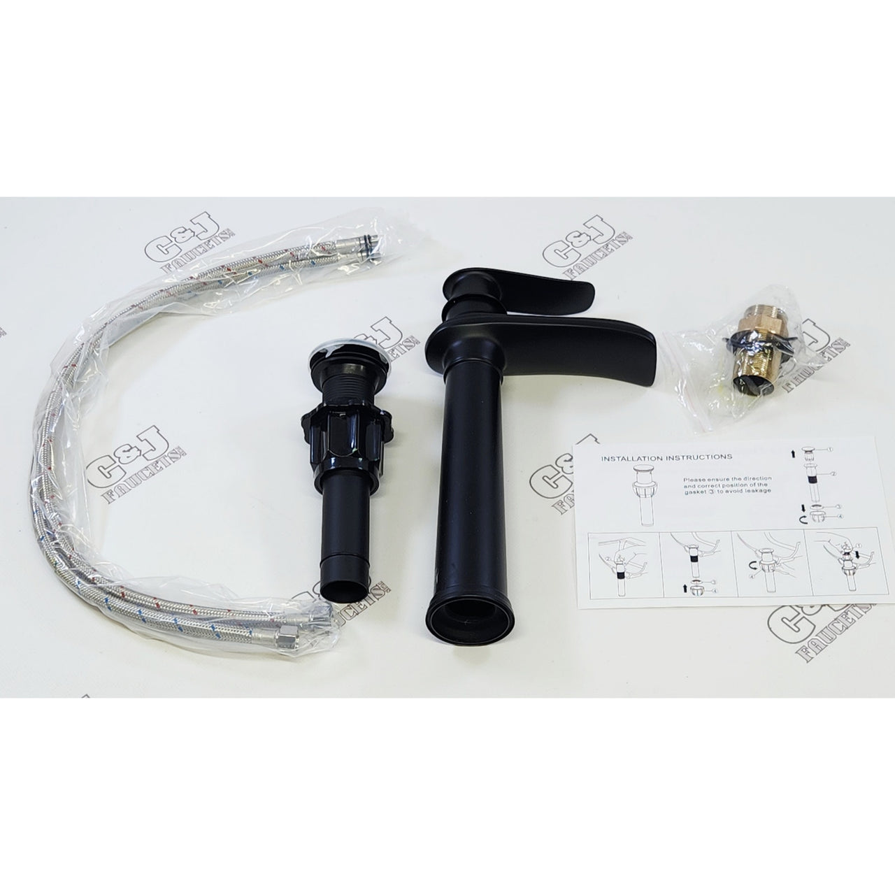 BWE A-96046H-B Waterfall Single Hole 1.2 GPM Bathroom Sink Faucet - Matte Black