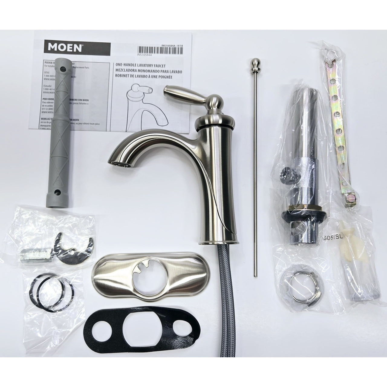 Moen 6600BN Brantford Single-Hole High-Arc Bathroom Faucet - Brushed Nickel