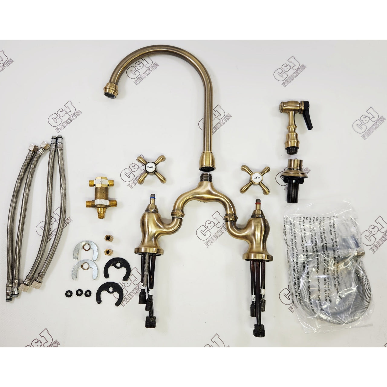 Kingston Brass KS7793TXBS French Country Kitchen Faucet - Antique Brass READ